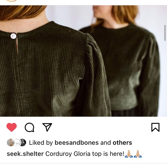 Shelter Corduroy Gloria Top, Green XL - Picture 5 of 7